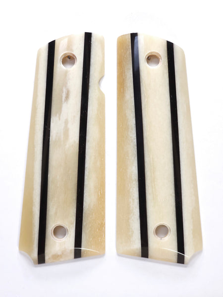 Laminated Genuine Buffalo Horn and Giraffe Bone 1911 Grips (Full Size)