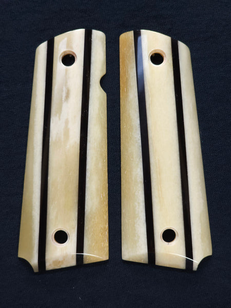 Laminated Genuine Buffalo Horn and Giraffe Bone 1911 Grips (Full Size)