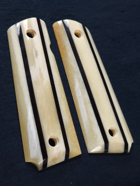 Laminated Genuine Buffalo Horn and Giraffe Bone 1911 Grips (Full Size)