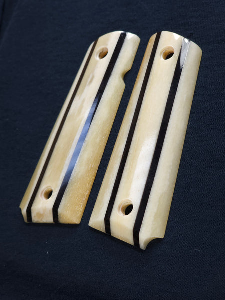 Laminated Genuine Buffalo Horn and Giraffe Bone 1911 Grips (Full Size)