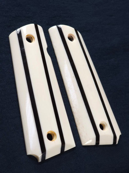 Laminated Genuine Buffalo Horn and Giraffe Bone 1911 Grips (Full Size)