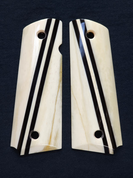 Laminated Genuine Buffalo Horn and Giraffe Bone 1911 Grips (Full Size)