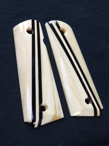 Laminated Genuine Buffalo Horn and Giraffe Bone 1911 Grips (Full Size)