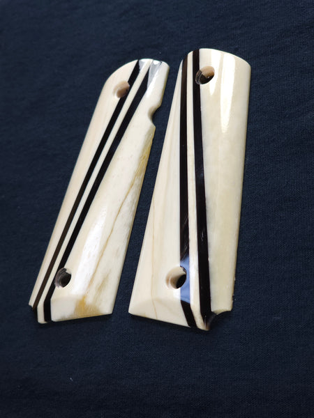 Laminated Genuine Buffalo Horn and Giraffe Bone 1911 Grips (Full Size)