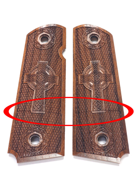 CLEARANCE-Walnut Celtic Cross Full Size 1911 Grips