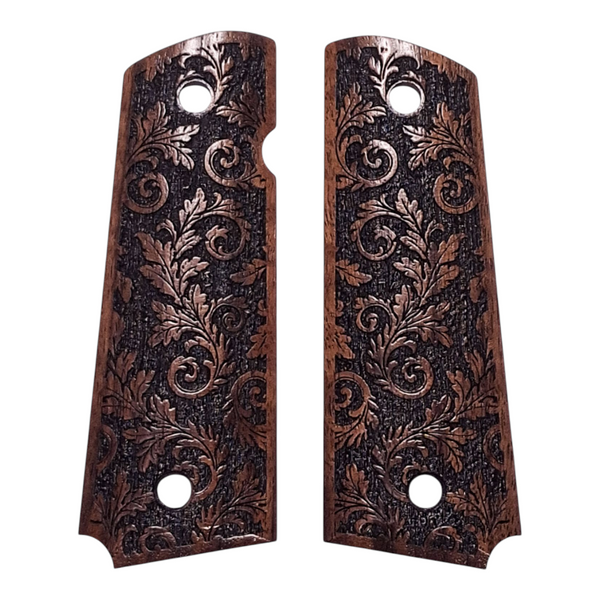 Walnut Inked Floral 1911 Grips (Full Size)