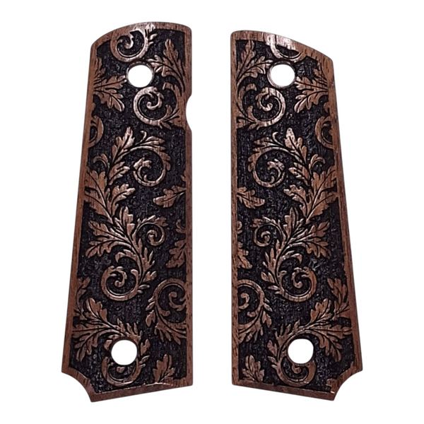 Walnut Inked Floral Grips Compatible/Replacement for Browning 1911-22 1911-380 Grips