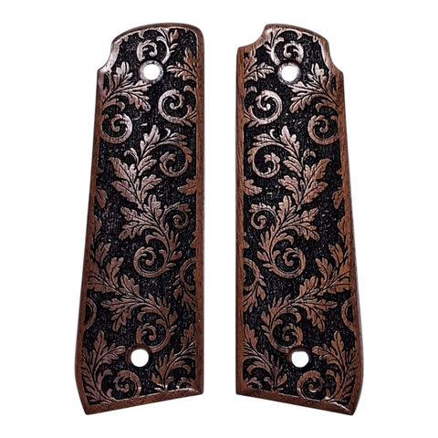 Walnut Inked Floral Ruger Mark IV 22/45 Grips