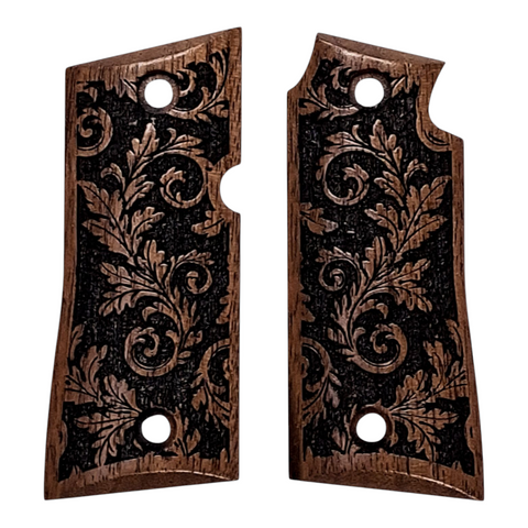 Walnut Inked Floral Colt Mustang Pocketlite Grips