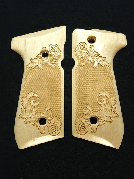 --Maple Floral Checker Beretta 92fs Grips